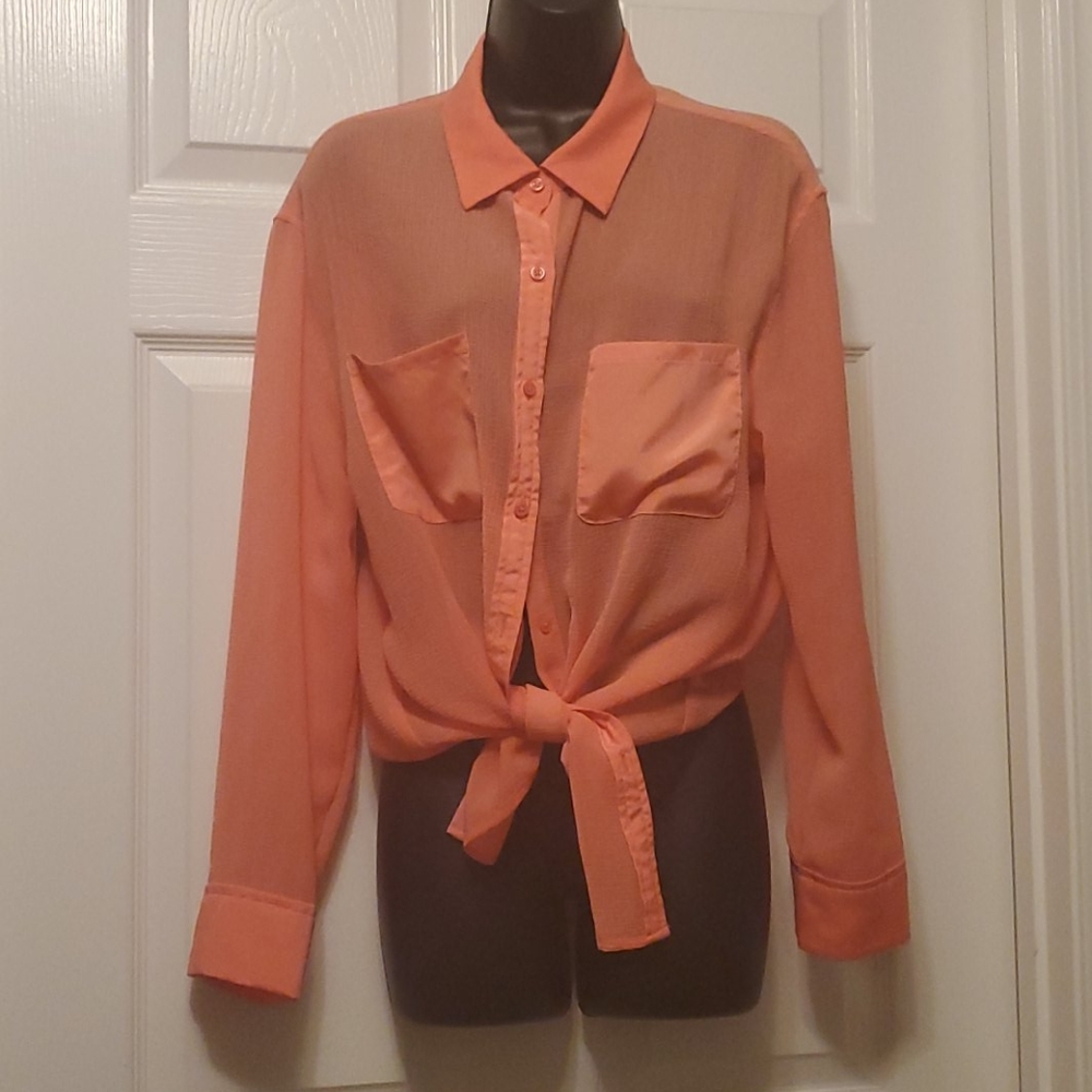 Mossimo long sleeve coral color top